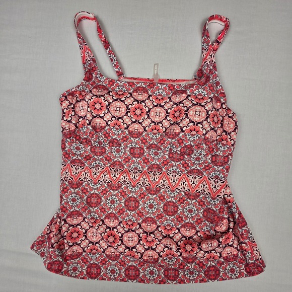 Lands' End Other - Lands' End Medallion Print Tankini Swim Top 18 Coral White Womens Geometric
